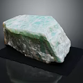 Natural Wood Stone Block With Green White Texture And Rough Decorative Surface