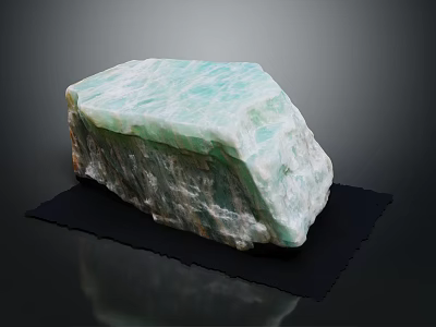 Natural Wood Stone Block With Green White Texture And Rough Decorative Surface 3d model
