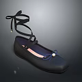 Women's Black Flats With Elegant Lace Up Straps And Pearl Accent Fashionable Design