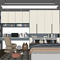 Modern Kids Room Interior With Bed Desk Storage Cabinets And Decorative Rug