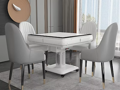 Kids Play Game Table With White Square Top Gray Chairs And Wheels For Children 3d model