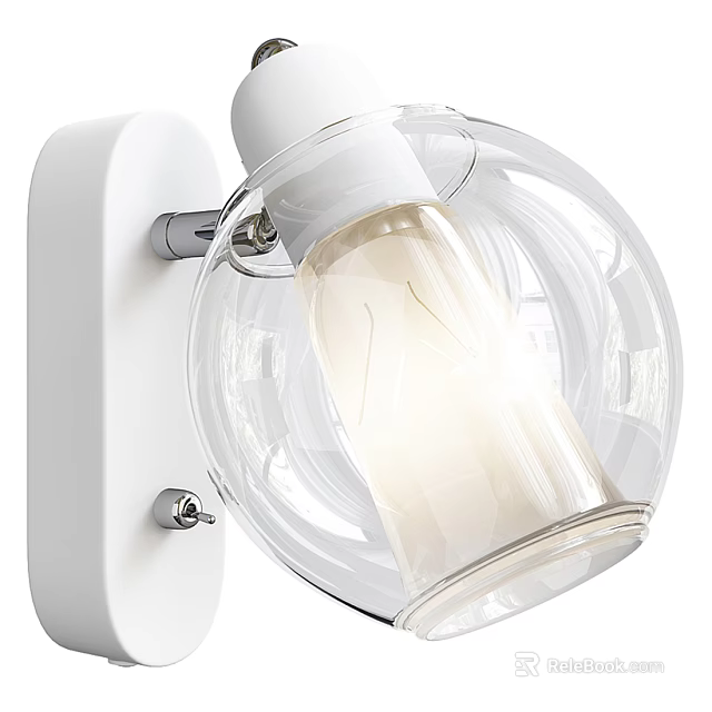 Modern Wall Lamp With Transparent Glass Shade And White Base For Home Lighting 3d model 