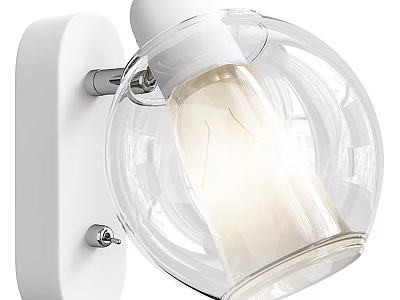 Modern Wall Lamp With Transparent Glass Shade And White Base For Home Lighting 3d model