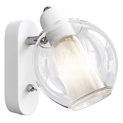 Modern Wall Lamp With Transparent Glass Shade And White Base For Home Lighting 3d model
