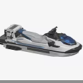 Modern Water Jet Ski With Blue And White Exterior Streamlined Body And Recreational Design