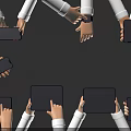 Multiple Hands Holding Smartphones Tablets Smartwatch And Electronic Devices Together
