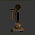 Vintage Metal Telephone With Classic Dial Stand And Curved Handset Design