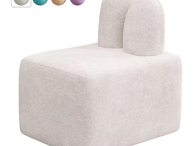 Single Sofa Fabric Upholstered Modern Minimalist Design With Multiple Color Options 3d model