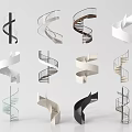 Modern Spiral Stairs Design With Various Metal Glass And Wooden Elements