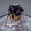 Detailed Lunar Lander Model With Metallic Body Golden Landing Legs On Circular Display Platform