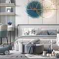 Modern Stylish Kids Bedroom With Bed Desk And Playful Decor