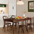 Retro Solid Wood Dining Table And Chairs Set For Cozy Home Dining Room Decoration
