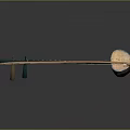 Traditional Wooden Stringed Musical Instrument With Long Neck And Round Resonator