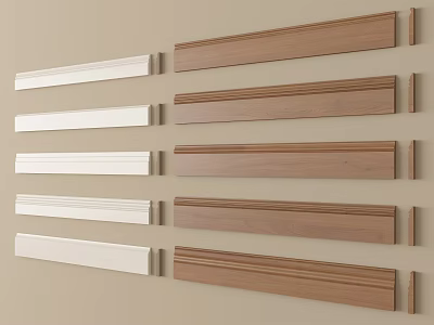 Wooden And White Decorative Lines In Various Styles For Wall Trim 3d model