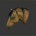 3D Designed Horse Head Model With Orange Brown Color And Dark Mane On Reflective Background