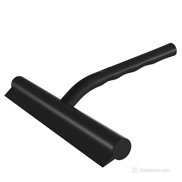 Black Rubber Squeegee Tool With Long Handle For Household Window Cleaning Use 3d model 