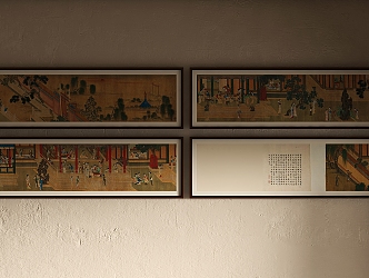 Qingming Shanghe Picture Hanging Painting Decorative Painting Character Scene Painting 3d model