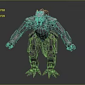 Mechanical Character Design Of Giant Robot Creature With Metallic Structure And Claws