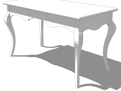 Elegant White Desk With Curved Legs And Classic Design Features 3d model
