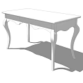 Elegant White Desk With Curved Legs And Classic Design Features