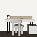 Modern Home Office Desk and Chair Set with Wooden Top Metal Legs and Upholstered Seat