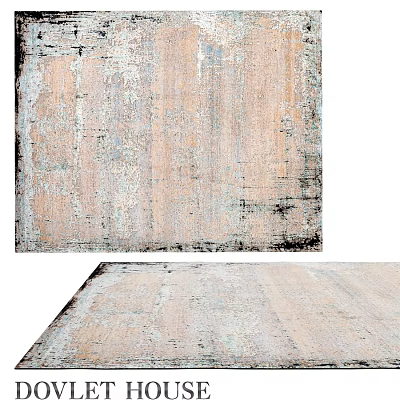 Distressed Beige Square Rug With Gray Textured Design For Modern Home Decor 3d model