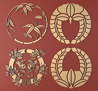 Japanese Metal Carving Japanese Patterns and Wind Patterns Traditional Carving 3d model