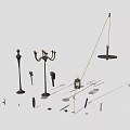 Classic Vintage Lighting Combination With Candelabra Floor Lamp Lantern And Decorative Pieces