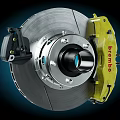 Brembo Yellow Brake Caliper With Silver Disc And Performance Automotive Parts