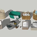 Stylish Woven Storage Baskets in Green and Natural Tones for Home Organization and Clothing Storage