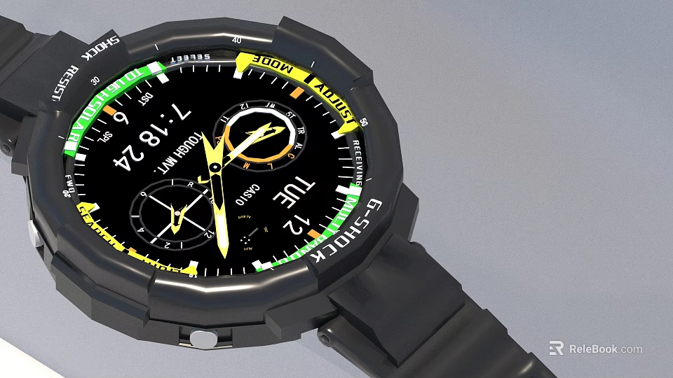 Smart Watch Decorative Accessory Set With Black Design Multi Function Display And Color Accents 3d model 