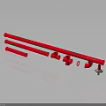 Set of Red Long Strips with Small Components and Mounting Parts