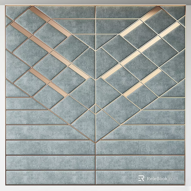 Modern Wall Design With Geometric Patterns And Golden Accent Lines 3d model 
