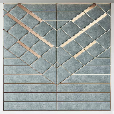 Modern Wall Design With Geometric Patterns And Golden Accent Lines 3d model