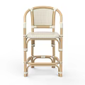 Beige Woven Leisure Chair Featuring Light Wood Frame Curved Backrest And Sturdy Design