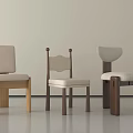 Three Modern Dining Chairs With Wooden Frames And Upholstered Seats 3d model