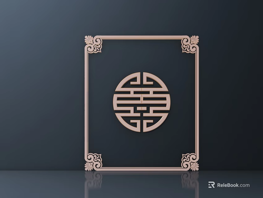 Wooden Decorative Carving Frame with Circular Central Design and Ornate Edges 3d model 