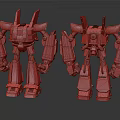 Two Blue Mechanical Robot Characters Standing With Detailed Armor And Weapon Parts