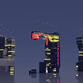 Future Architecture Design With Tall Buildings Neon Lights And Urban Reflections