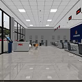Spacious Bright Public Service Hall With Service Counters Waiting Chairs And Organized Layout