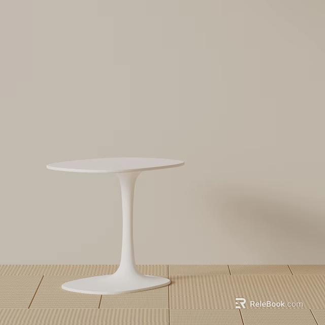 White Modern Side Table With Round Top And Tulip Base In Interior Design 3d model