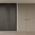 Modern Interior Design Featuring Dark Vertical Slats And Light Minimalist Double Doors
