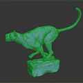 Detailed Blue Panther Sculpture Carving With Dynamic Running Pose On Stone Base