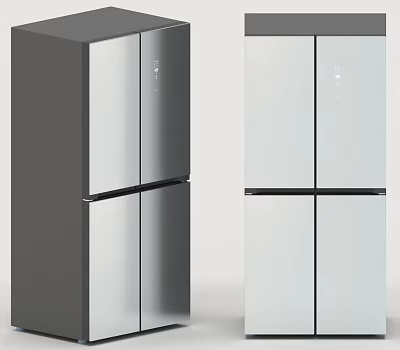 Modern Gray and White Double Door Refrigerators With Sleek Design For Home Kitchen 3d model