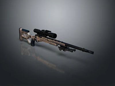 Modern Tactical Sniper Rifle With Scope Tan Black Finish And Precision Design 3d model