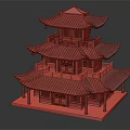 Ancient Chinese Architecture Traditional Wooden Pagoda With Multi Layered Structure And Ornate Curved Eaves