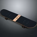 Stylish Black Skateboard With Wooden Stripe Grip Tape And Smooth Wheels