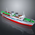 National Cruises Model Cruise Ship With White Red Green Hull And Two Funnels