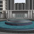 Modern High Rise Residential Buildings With Entrance Canopy And Landscaped Access Road