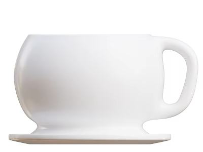 White Ceramic Cup With Handle And Saucer Elegant Simple Design Tableware 3d model